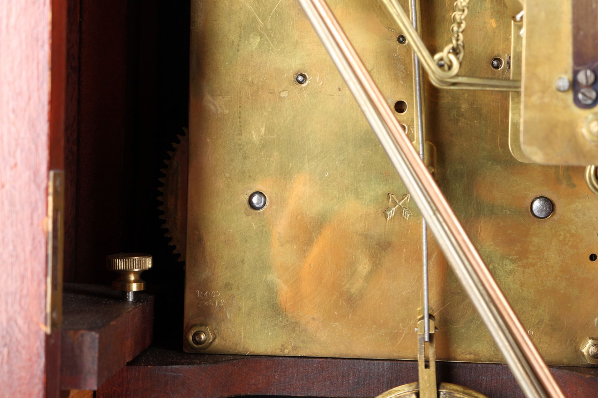 Mantel clock around 1900, Pfeilkreuz, Tischuhr um 1900, - Image 4 of 5