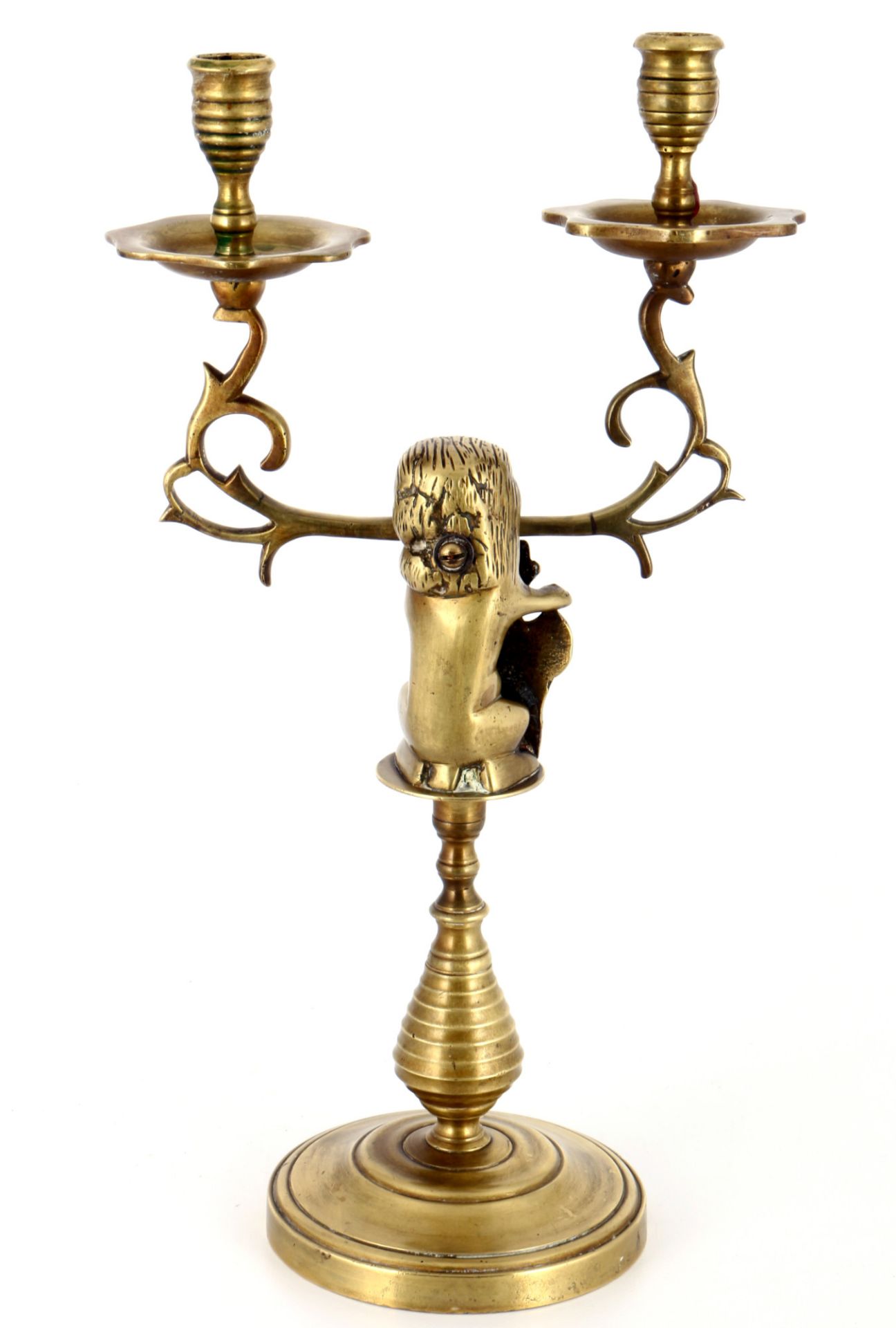 Amsterdam brass candlestick with city coat of arms around 1930, Messingleuchter mit Stadtwappen - Image 3 of 6