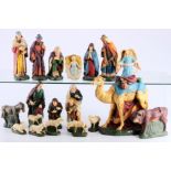 Nativity figure collection 18-piece, monogrammed J.ST., Krippenfiguren Sammlung,