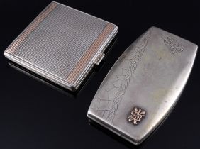 800-835 2 Silberdosen mit Gold-Einlagen, 800-835 2 silver boxes with gold elements,