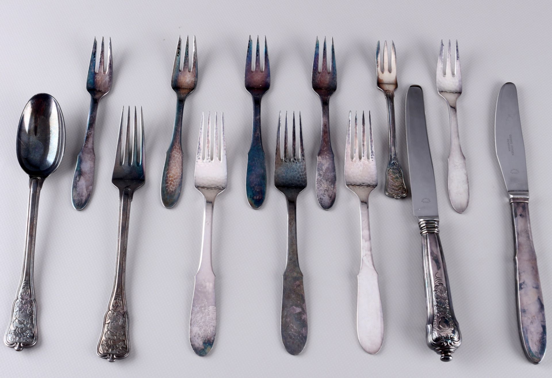 Georg Jensen 11-piece cutlery, silver-plated, 11-teiliges Besteck,
