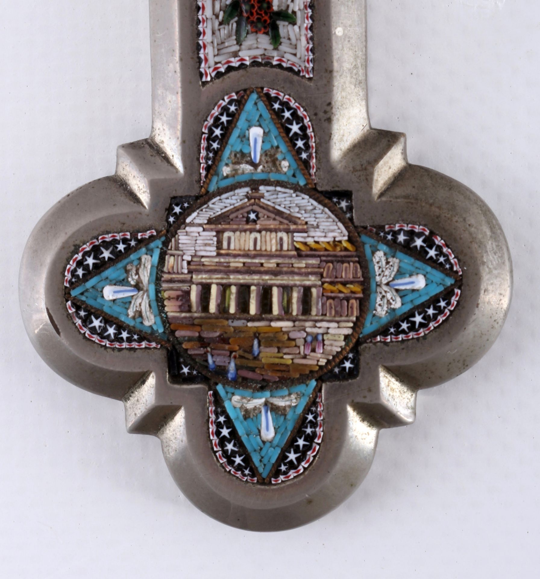 Italy large cross pendant with micromosaic, Italien großer Kreuzanhänger, - Image 2 of 3