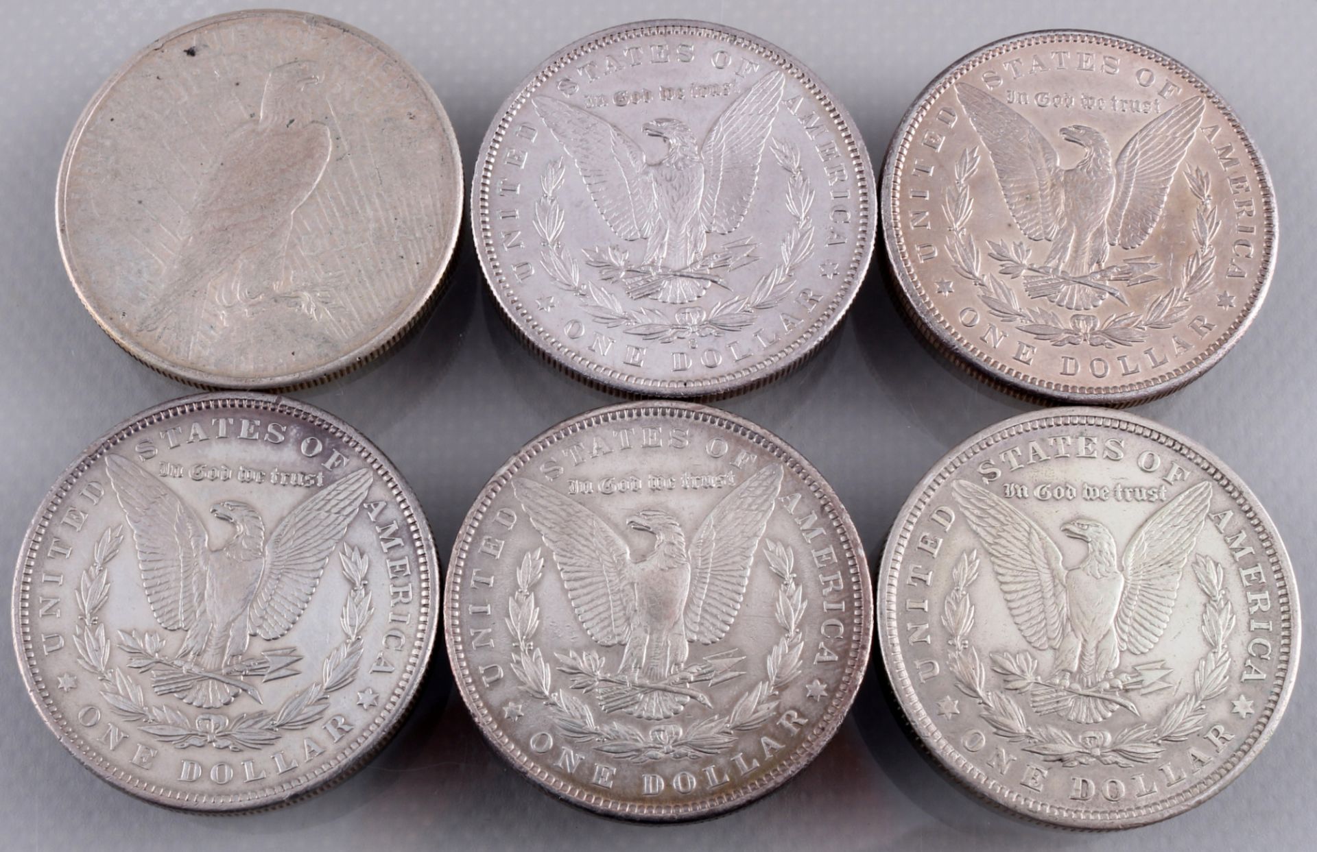 6 silver coins - Morgan Dollar 1882 - 1922, Silbermünzen - Morgan Dollar 1882 - 1922, - Image 5 of 5
