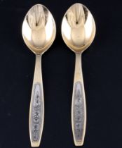 Russland 875 Silber 2 Speiselöffel mit Niello, silver 2 dinner spoons with niello,