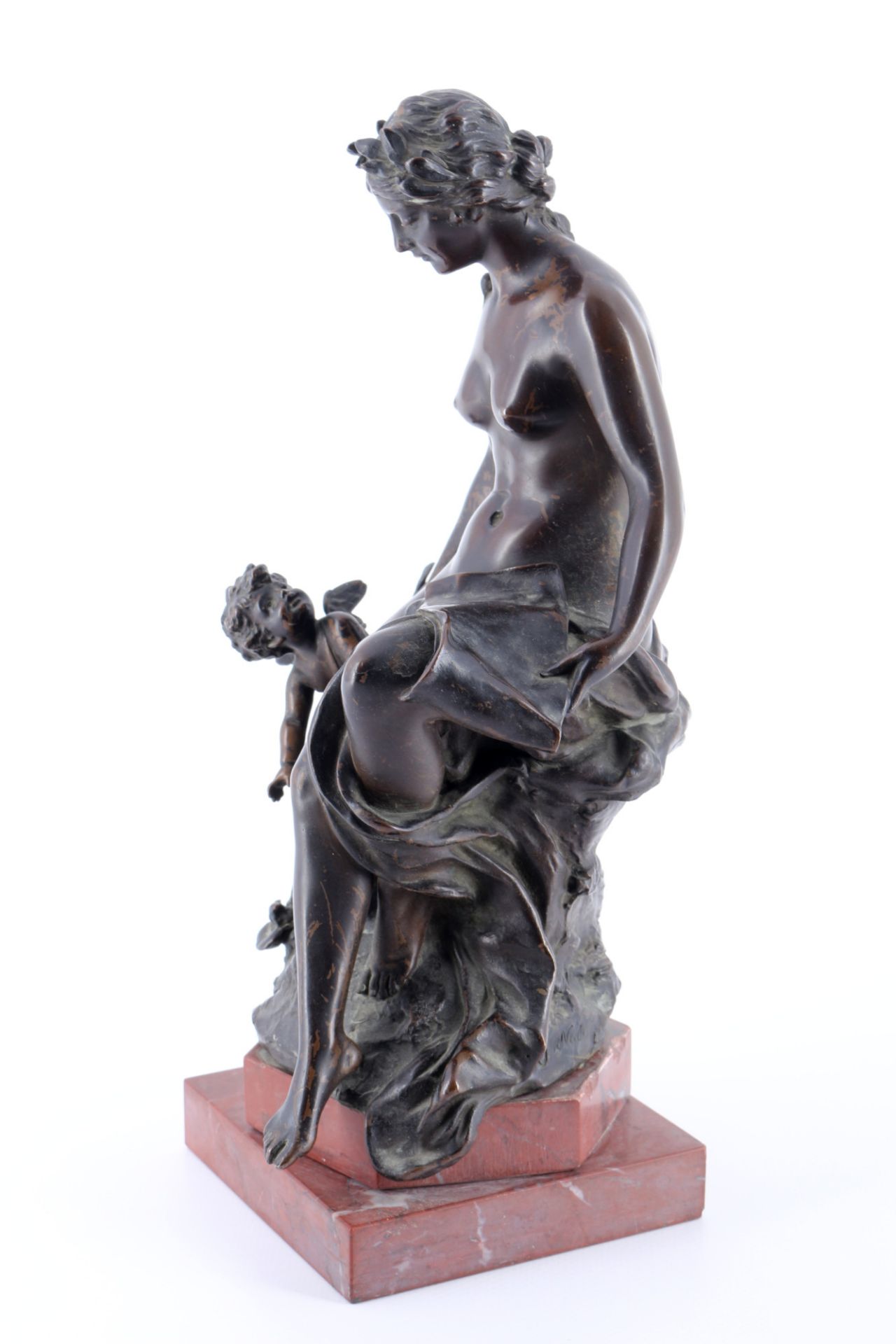 19th century sculptor, J. NEELS, female nude with Cupid, Frauenakt mit Amor - Image 2 of 6