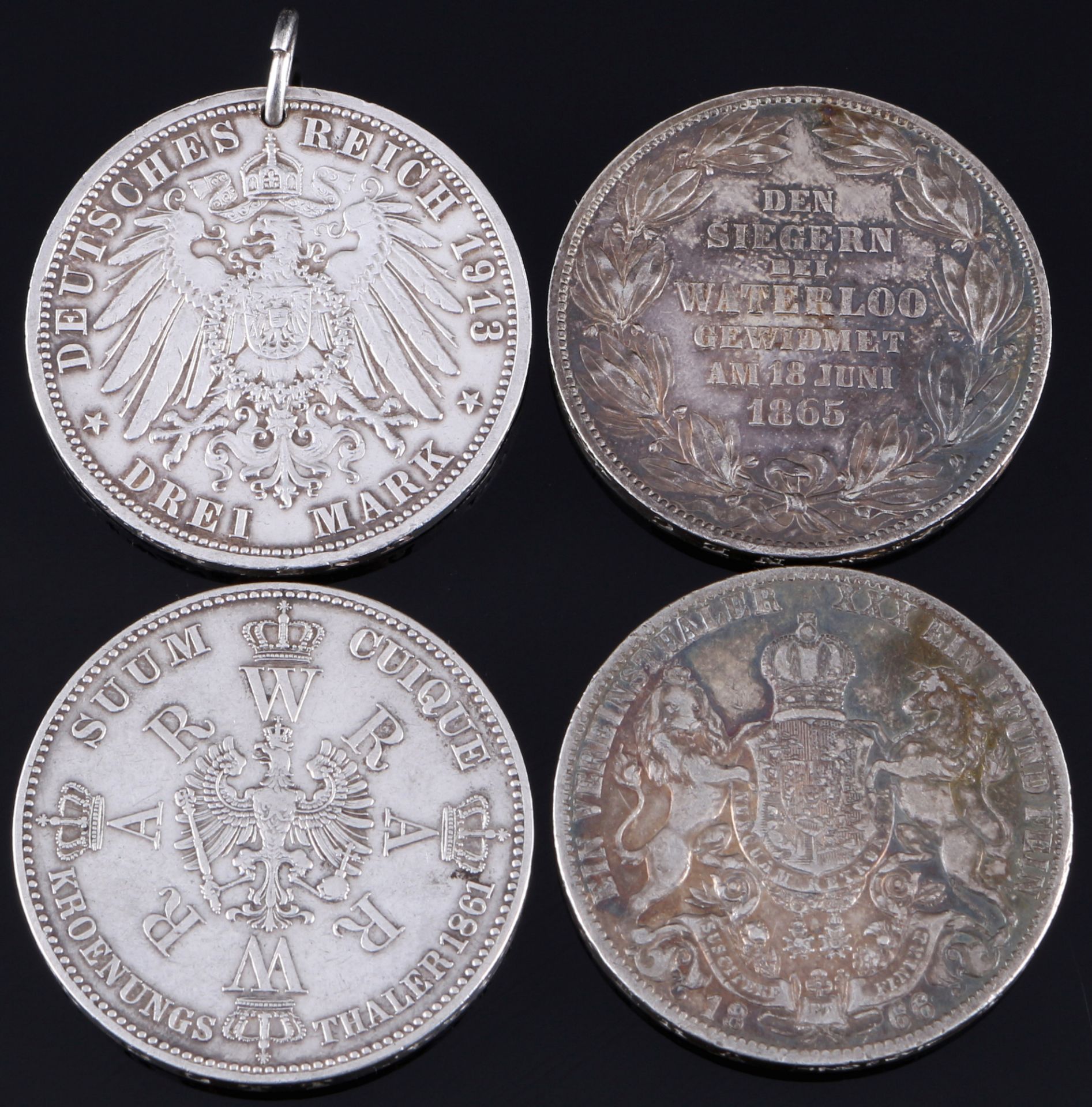 4 Silbermünzen - Deutsche Mark und preussische Taler, german / prussian silver coins, - Bild 2 aus 2