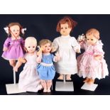 5 character dolls including Bruno Schmidt, Schildkroet girls, 5 Charakterpuppen