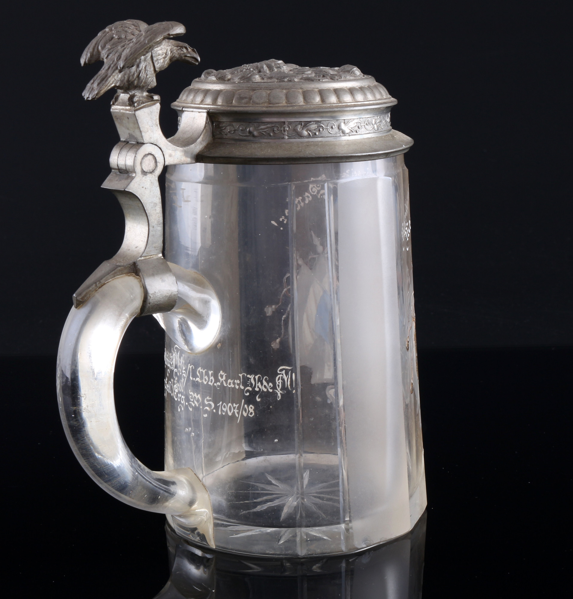 Studentika fraternity lidded jug around 1907/08, Burschenschaft Deckelkrug, - Image 4 of 6