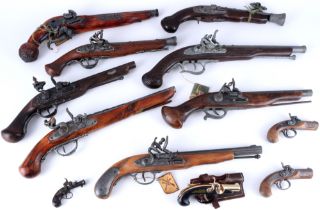 12 muzzle loader pistols, decorative weapons,