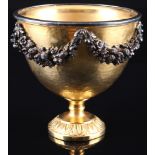 Ilias Lalaounis bronze goblet with 925 silver rim, Ilias Lalaounis Bronze Kelch mit 925 Silberrand,