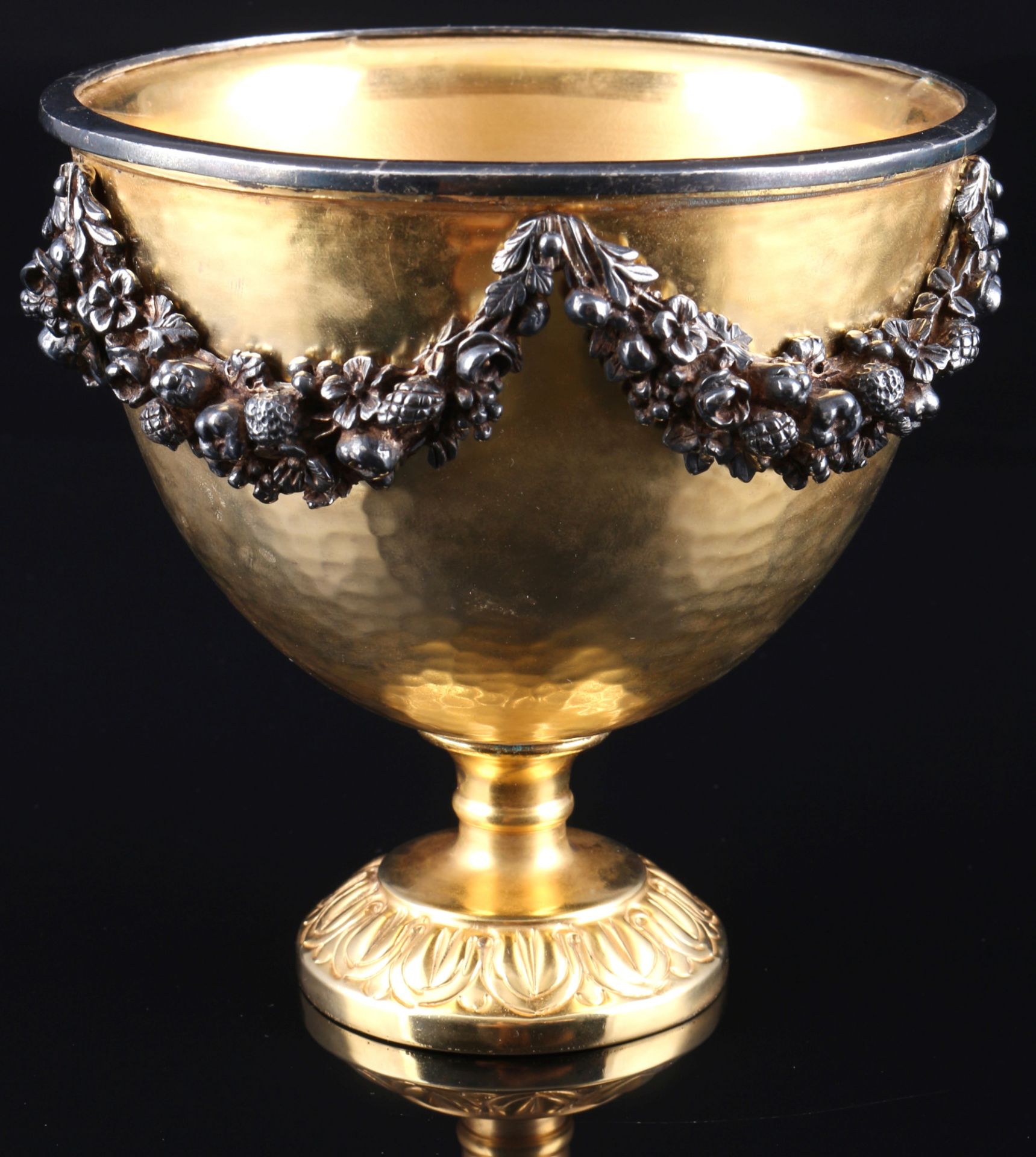 Ilias Lalaounis bronze goblet with 925 silver rim, Ilias Lalaounis Bronze Kelch mit 925 Silberrand,