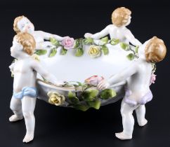 Schierholz Plaue Puttenschale mit Rosenblüten, cherub bowl,