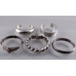 835-925 silver 5-piece bangle and bracelet bundle, Silber 5-teilige Armreif und Armband Sammlung,