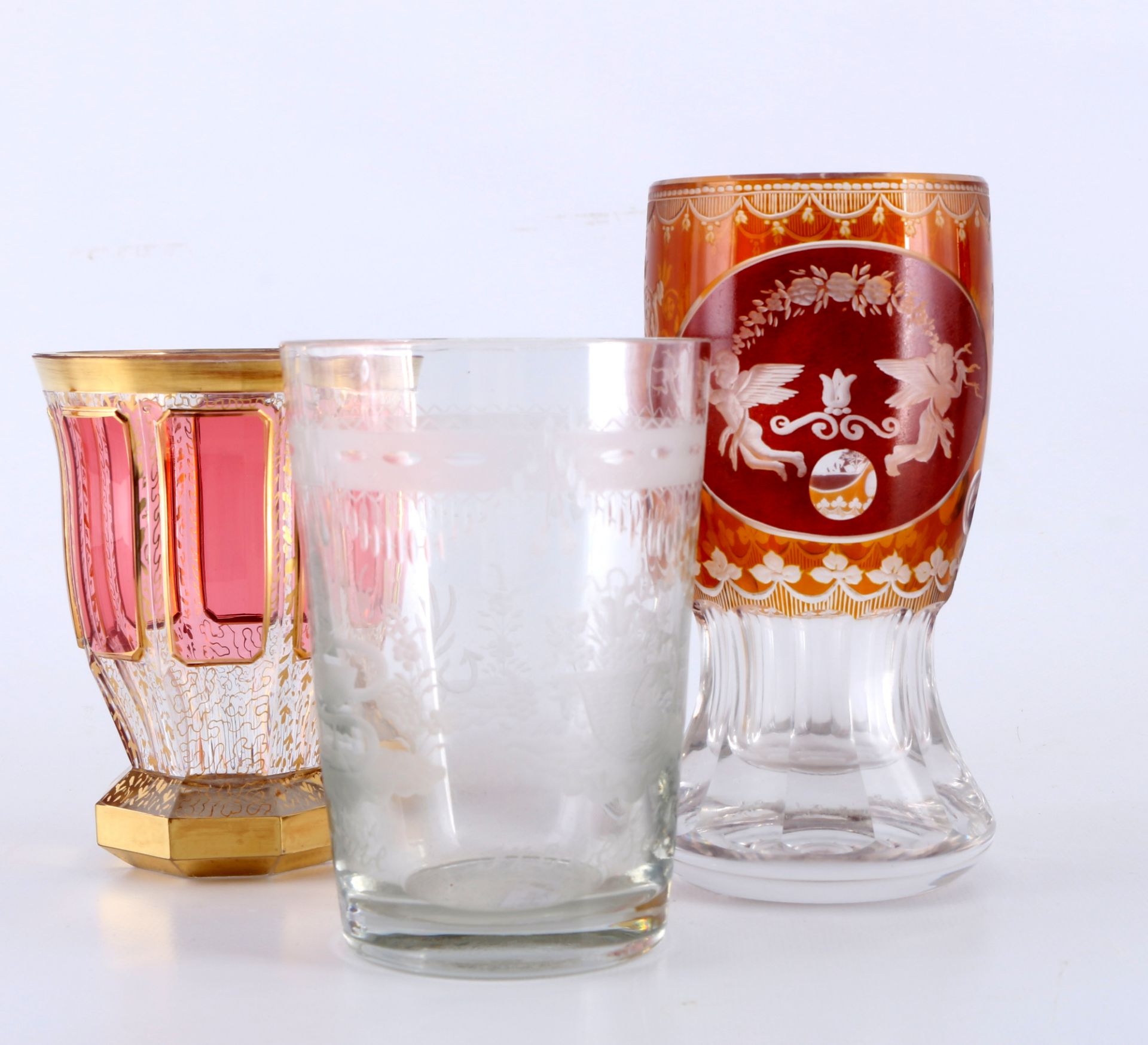 5 goblets / chalices with carafe, u.a. Böhmen / Bohemia, Pokale mit Karaffe, - Image 2 of 6