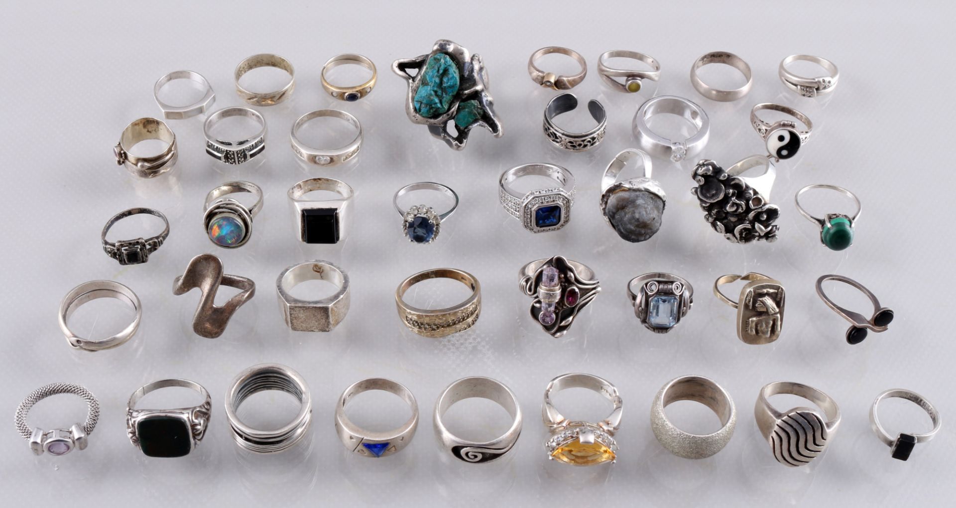 835-925 silver - 38 rings as a collection, 38 Silberringe als Sammlung,