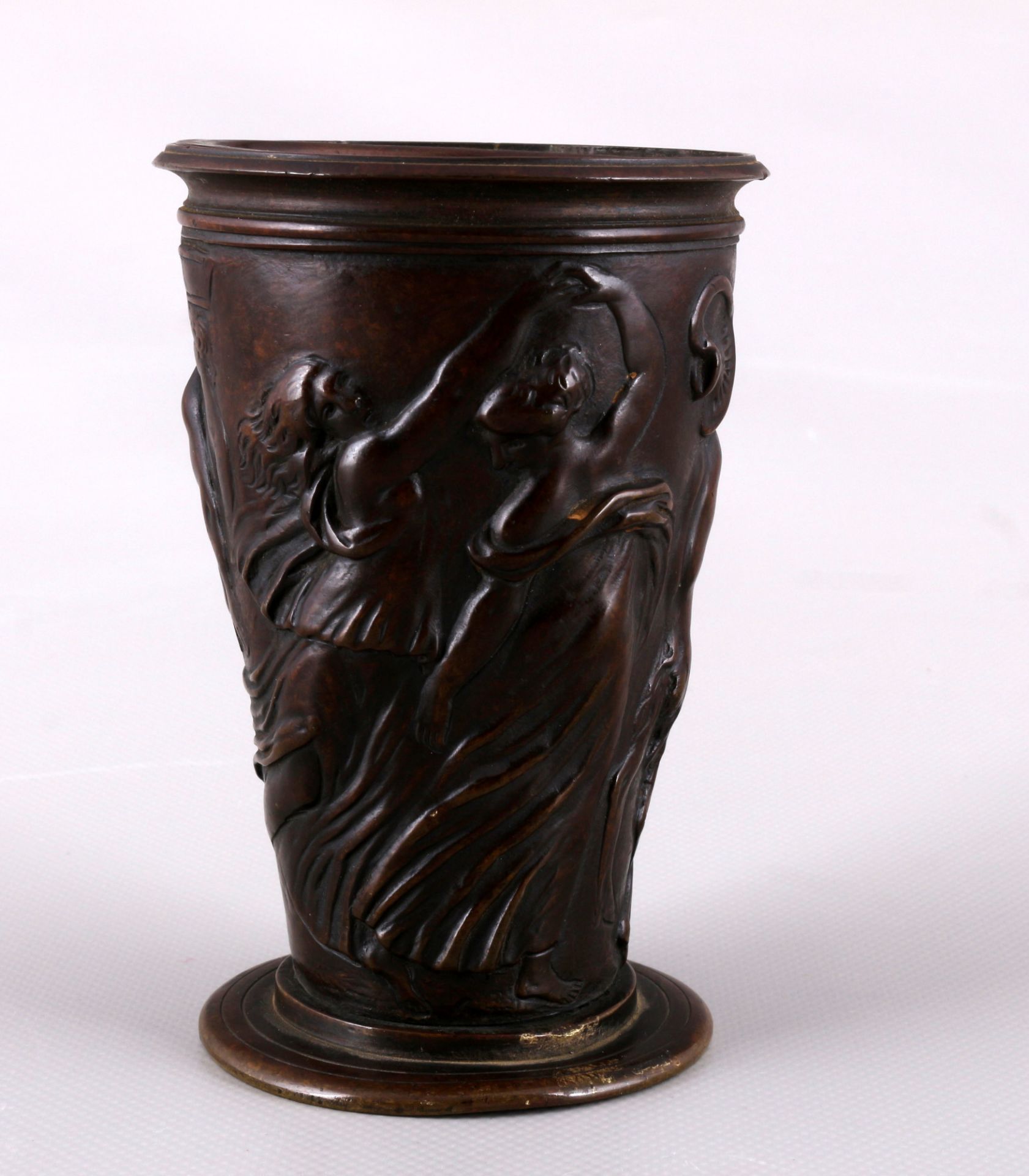 Bronze cup 19th century, mythological scenery, Bronzebecher mit mythologischer Szenerie, - Image 2 of 6