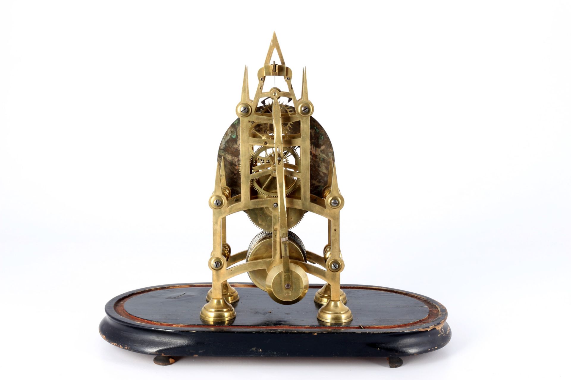 Skeleton clock, England 19th century, Skelettuhr im Glasdom, 19. Jahrhundert, - Image 4 of 5