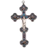 Italy large cross pendant with micromosaic, Italien großer Kreuzanhänger,