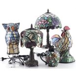 Tiffany-Stil 5 Tischlampen u.a. als Eule und Hahn, table lamp design,