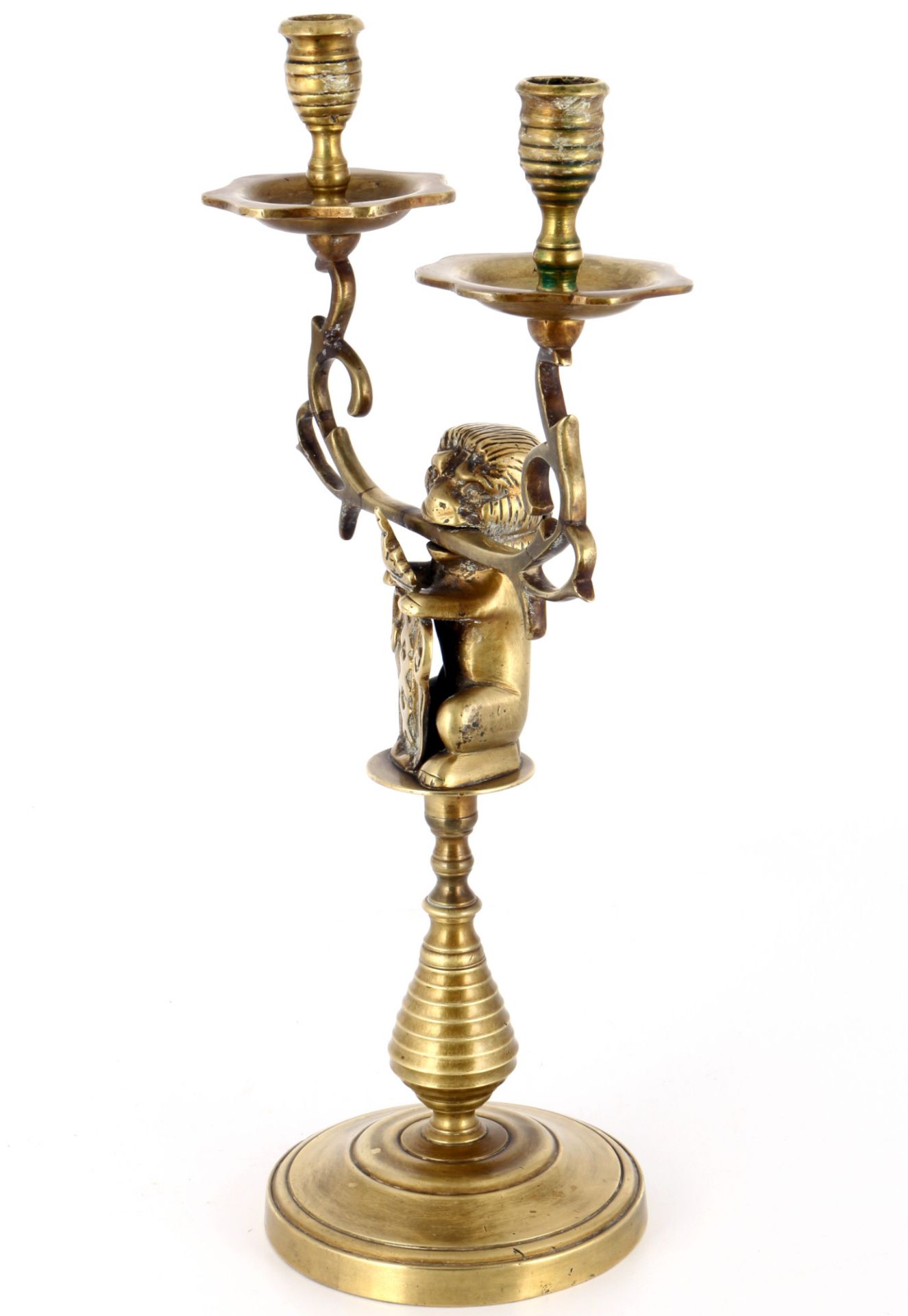 Amsterdam brass candlestick with city coat of arms around 1930, Messingleuchter mit Stadtwappen - Image 2 of 6