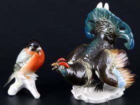 Karl Ens Auerhahn und Gimpel, Volkstedt, capercaillie and bullfinch,