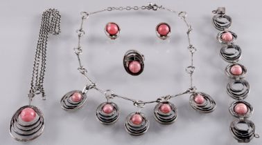 800-835 Silber Rhodochrosit Schmuckset, 800-835 silver rhodochrosite jewelry set,