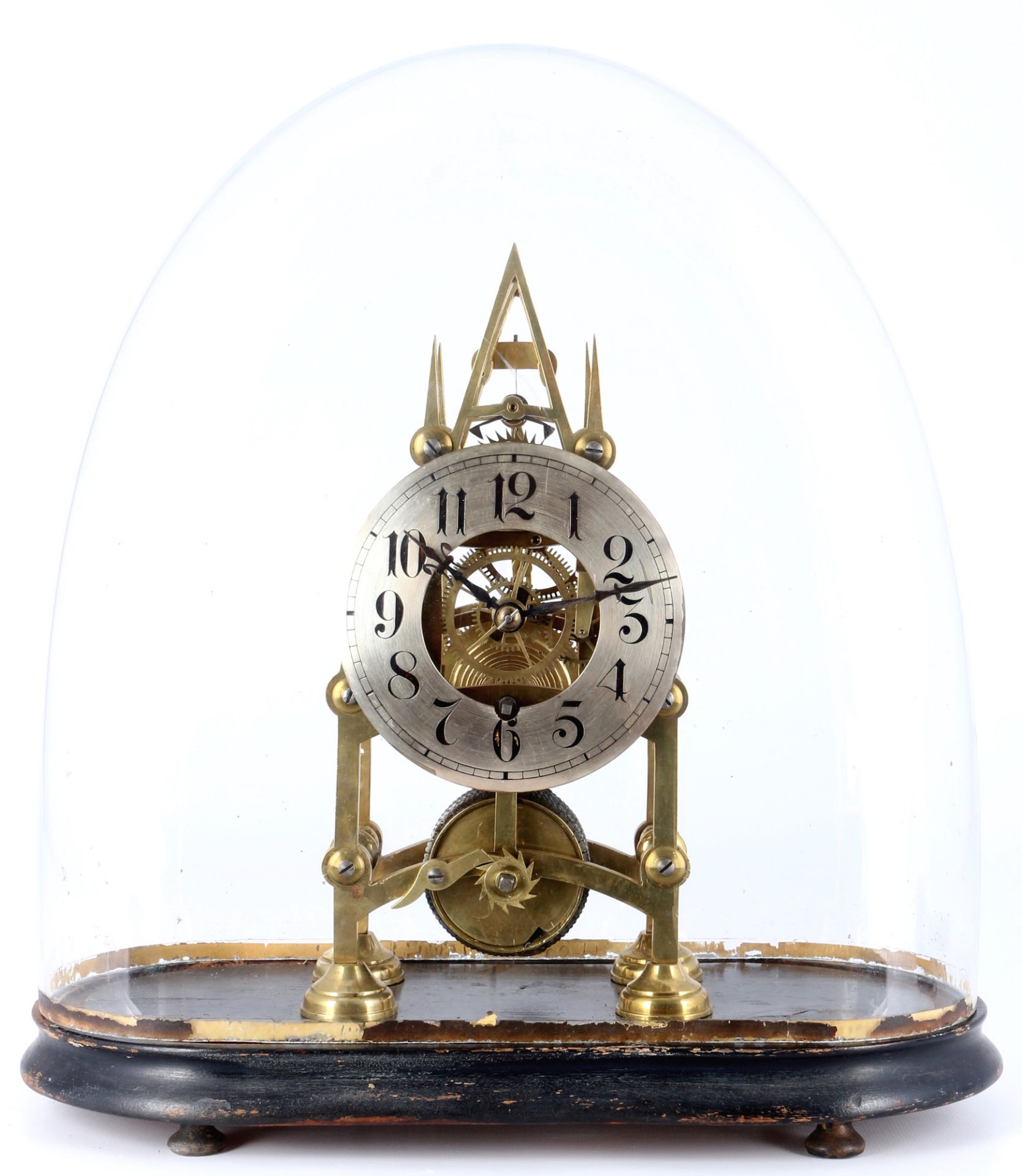 Skeleton clock, England 19th century, Skelettuhr im Glasdom, 19. Jahrhundert,