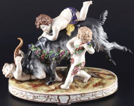 Figurengruppe Putten mit Ziegenbock, Wiener Bindenschildmarke, figure group cherubs with goat,