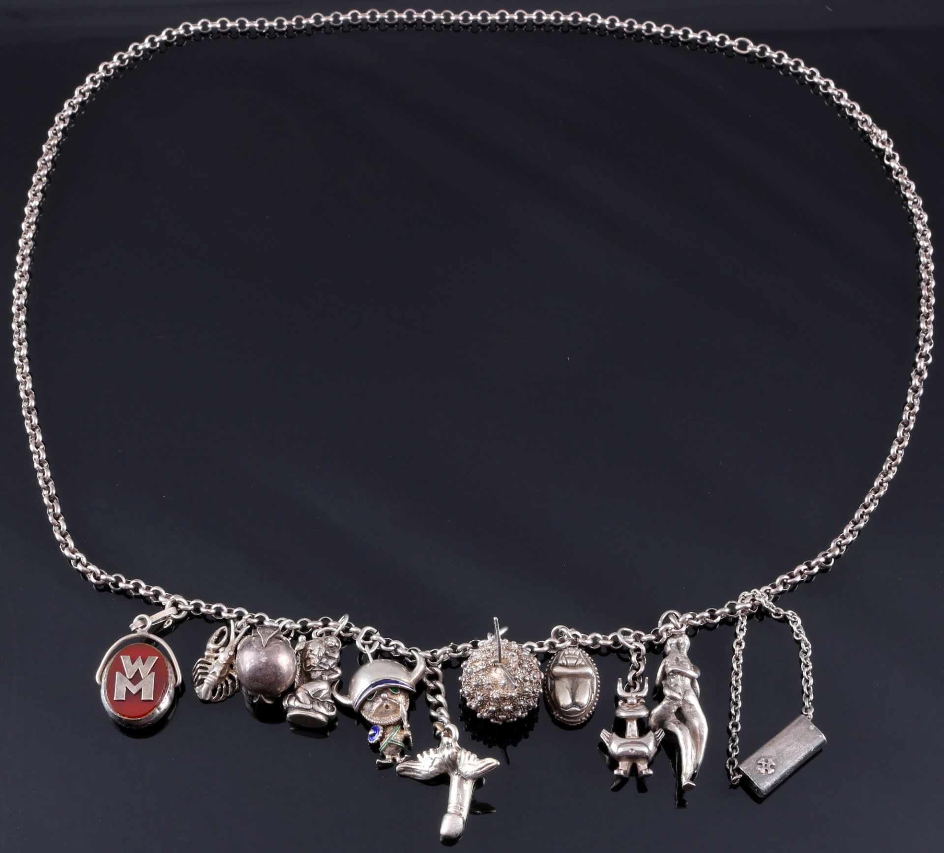 925 sterling silver necklace with large charms, 925 ausgefallene Halskette mit großen Charms, - Image 2 of 5