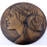 Large bronze tondo portrait relief, Bronze rundes Portrait-Basrelief,