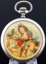 Phenix pocket watch with erotic scene Snow White and a dwarf,