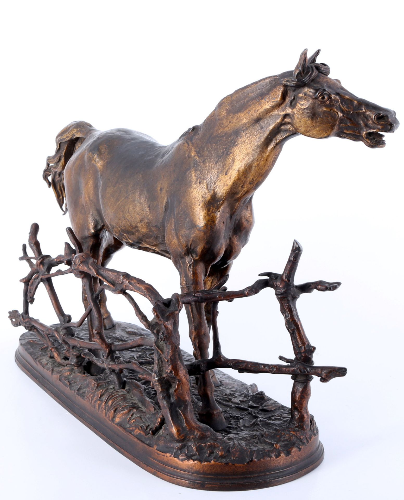 Pierre-Jules MÈNE (1810-1879) nach, Bronze Pferd am Zaun, Djinn - Etalon Barbe, - Bild 2 aus 6