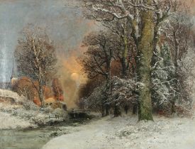 Adolf Gustav SCHWEITZER (1847-1914) Winterlandschaft im Mondschein,