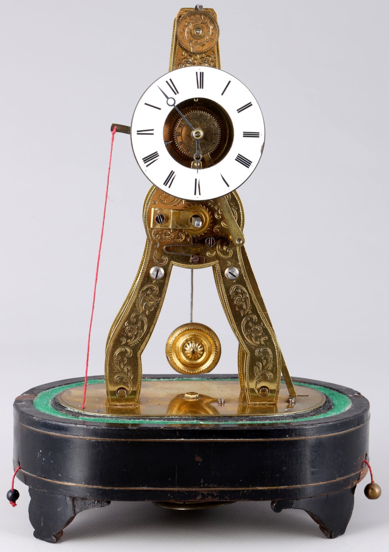 Small skeleton clock 19th century, kleine Skelettuhr im Glasdom, - Image 2 of 6