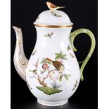 Herend Rothschild coffee pot with bird handle 1671, Kaffeekanne mit Vogelgriff,