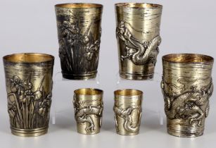 Japan 6 cups Meiji period 19th century,