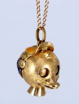 750 gold Disney Ducktales pendant with Longines watch,