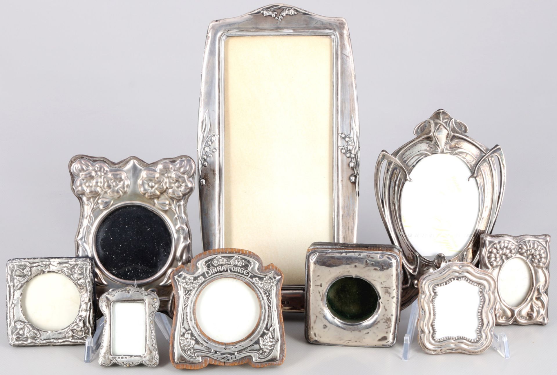 800-925 silver - 9 Art Nouveau frames,
