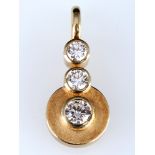 585 gold pendant with 3 large brilliant-cut diamonds approx. 0.85ct,