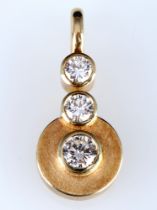 585 gold pendant with 3 large brilliant-cut diamonds approx. 0.85ct,