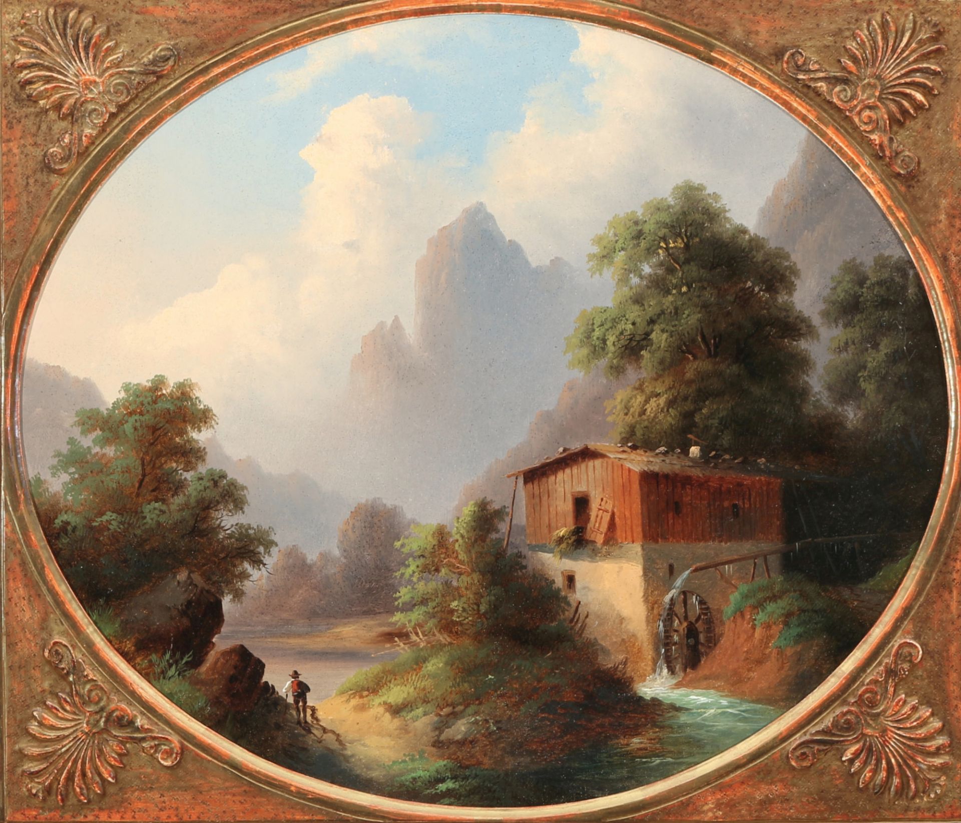 Franz BARBARINI (1804-1873) mountain landscape with watermill, - Image 2 of 3