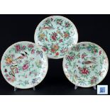 China Family Rose 3 plates Qing Dynasty around 1830,