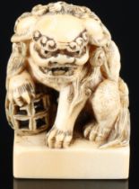 Japan 18th century, ivory netsuke shishi, Edo period,