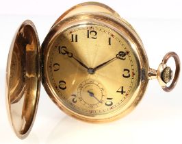 585 gold large men's savonette pocket watch, 14K Gold Herren Savonette Taschenuhr,