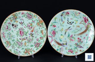 China 2 family rose plates Qing dynasty around 1830, 