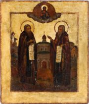 Russland Ikone Heilige Zosima und Savatij 18. Jahrhundert,