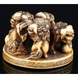 Japan 19th century, Ivory Katabori-Netsuke Shishiquartet, Meiji period,