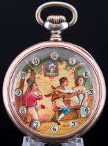 Zenith 800 silver pocket watch with erotic scene,