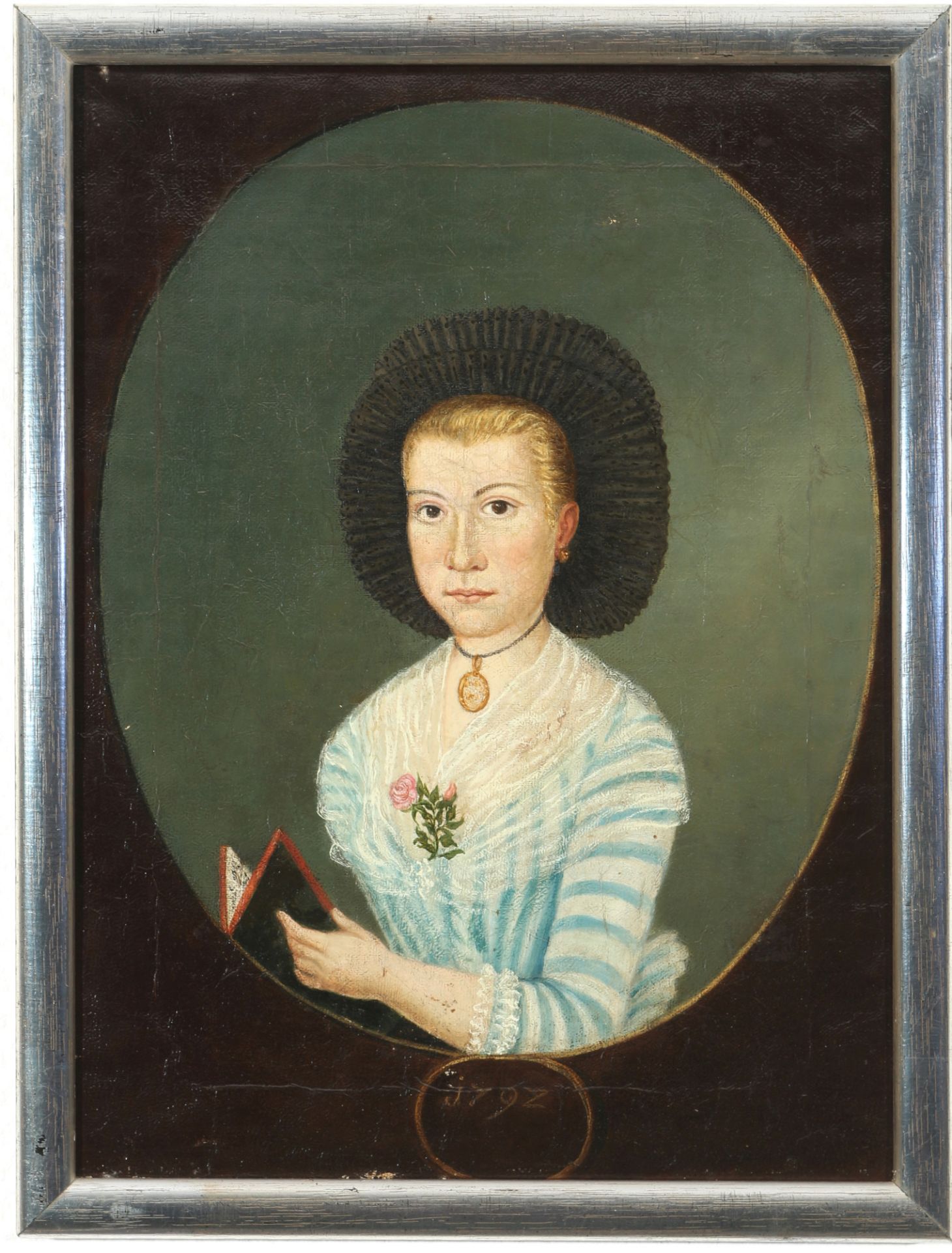 Old master 18th century, portrait of a young lady from 1792, - Image 2 of 4