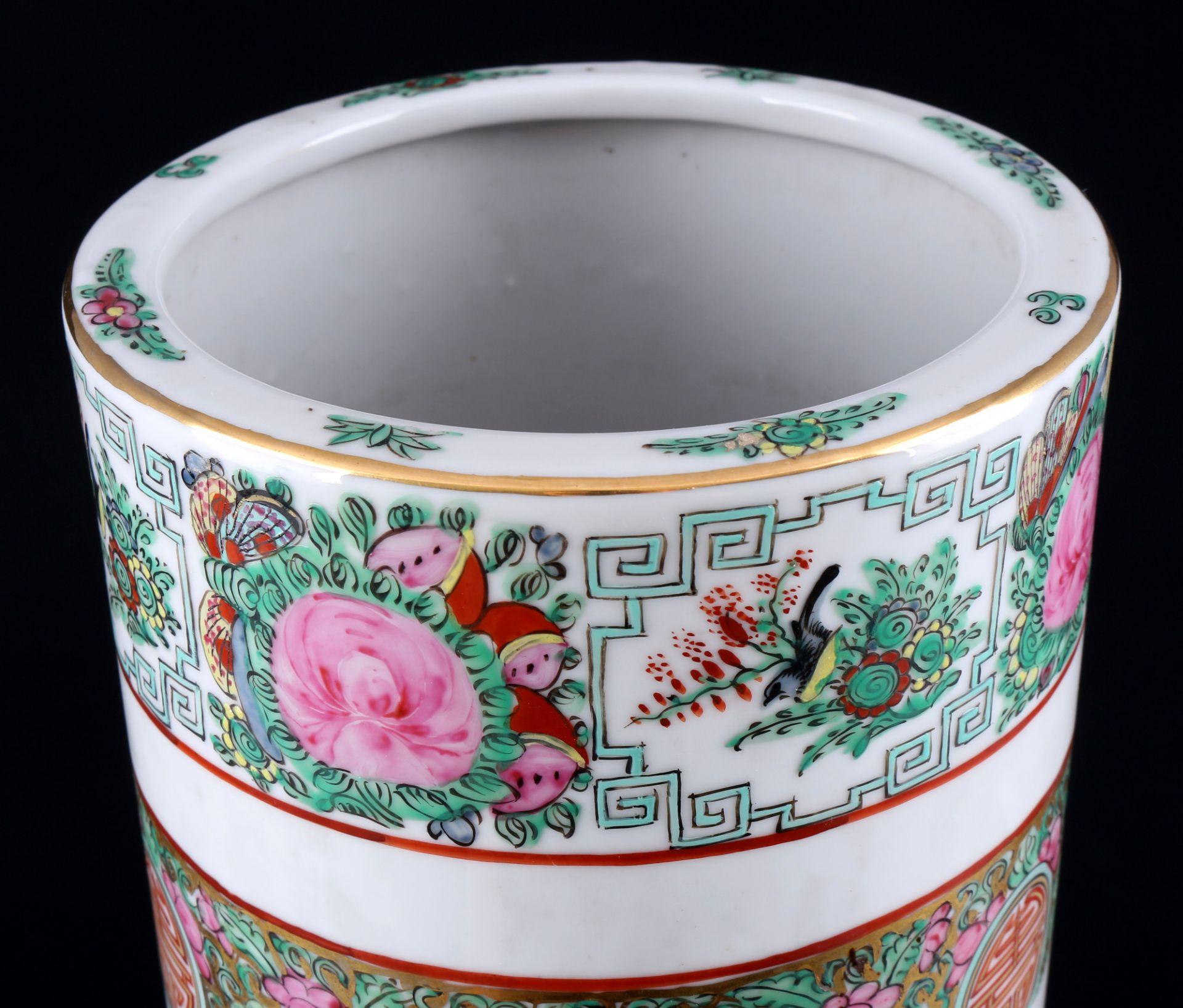 China Family Rose large Bitong / brush cup around 1920/1930, - Image 3 of 4